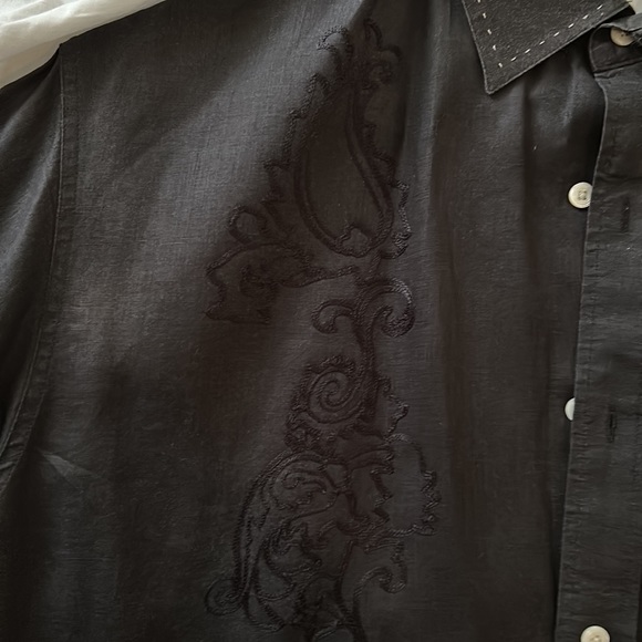 Nat Nast, L, Black Linen shirt, detailed embroidery, contrast stitching - Picture 4 of 8